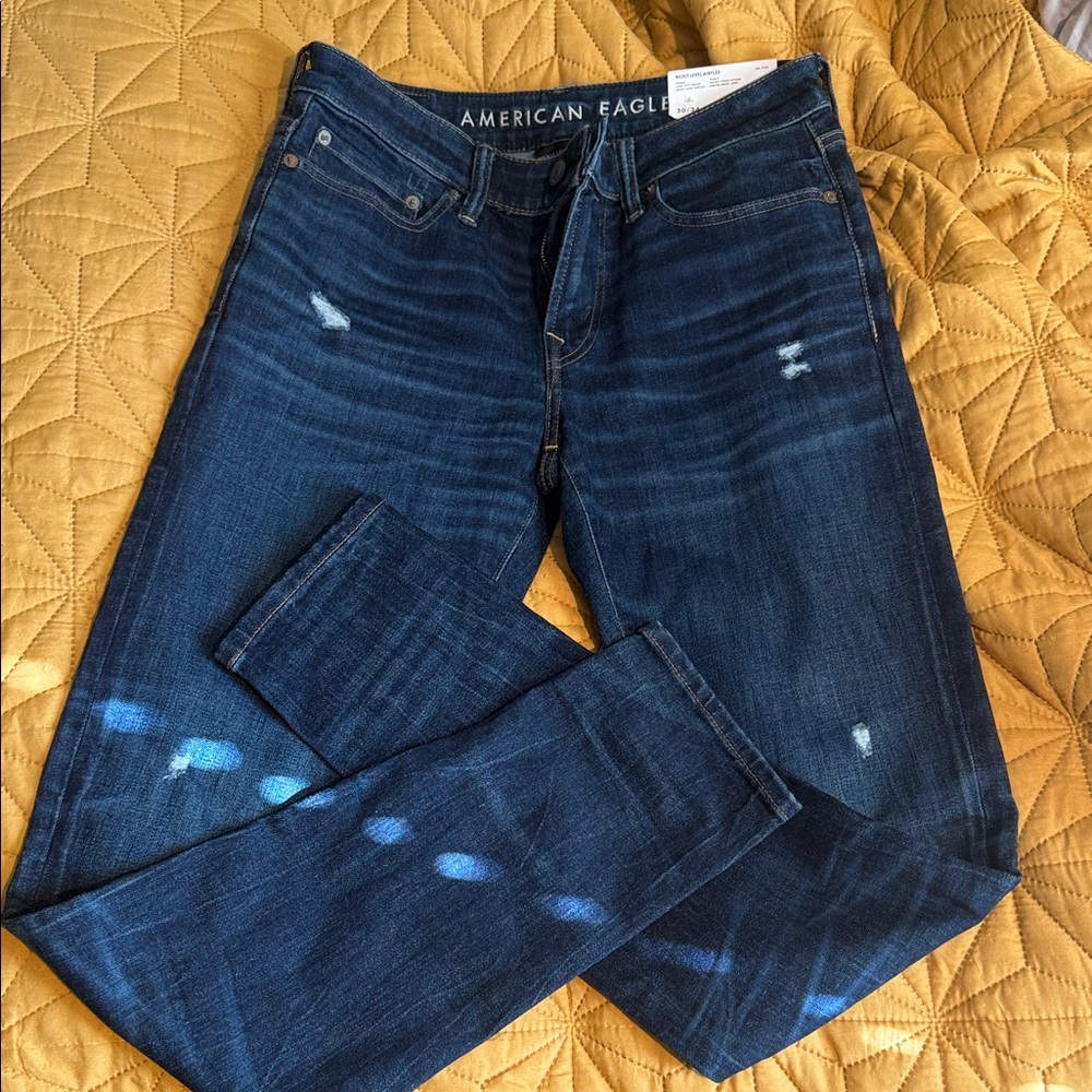 American Eagle Outfitters Men's Dark Blue Skinny Jeans